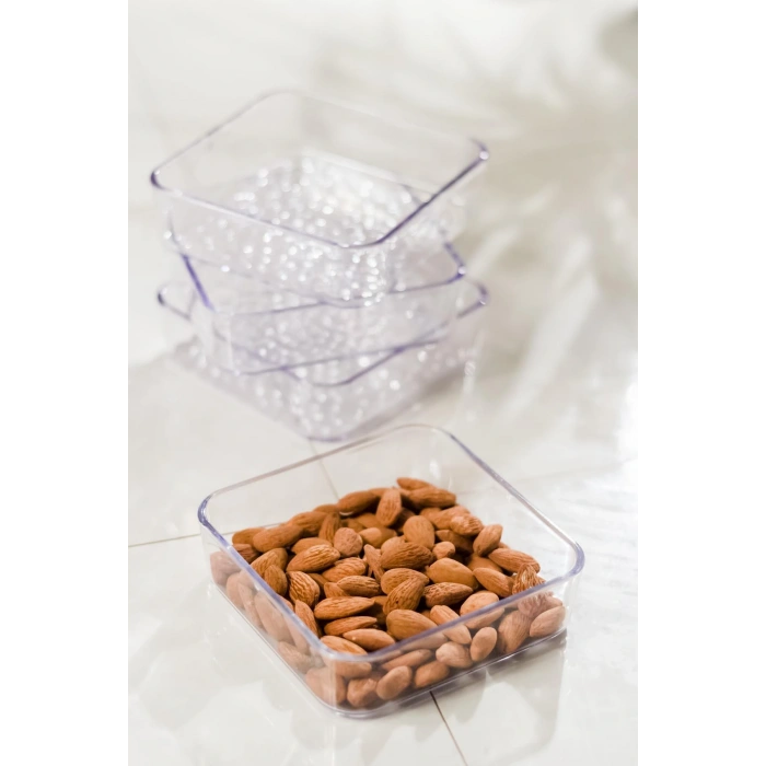 Akrilik Şeffaf 4lü Tek Kapaklı Kahvaltılık & Sunumluk-2065-1