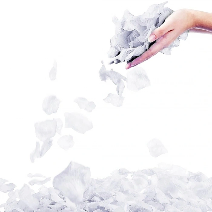 Beyaz Renk Gül Yaprağı Şekilli Konfeti 10 Paket 1000 Adet