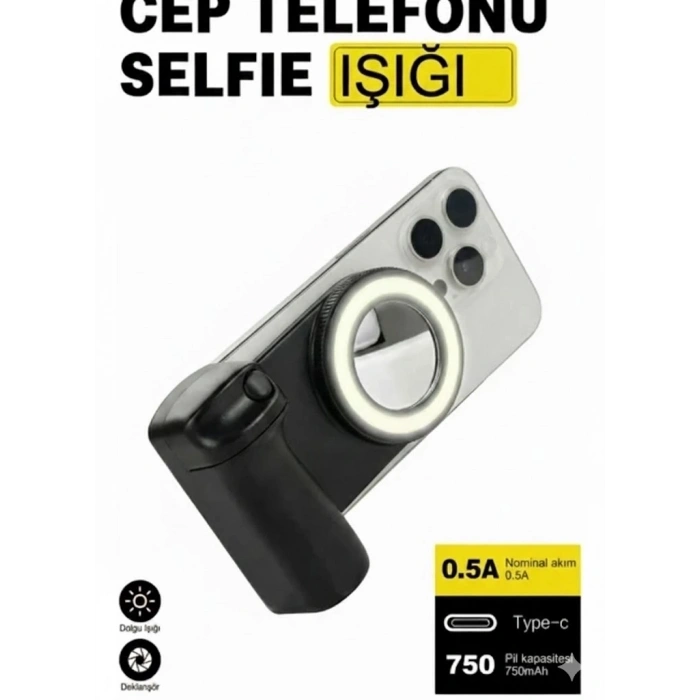 Bluetooth Manyetik Telefon Yapıştırma Kavrama Halka Dolgu Işığı İle Magsafe Selfie Klips