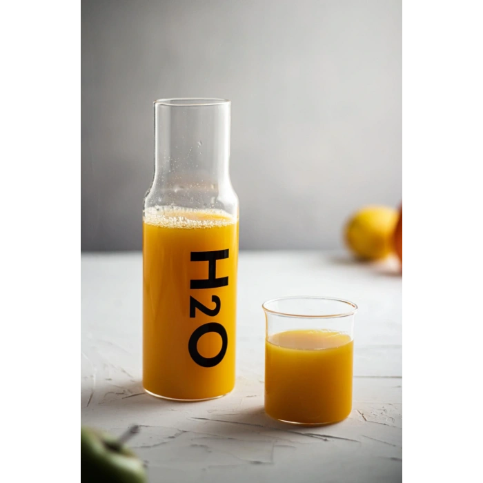 Borosilikat Cam Beyaz Başucu Sürahisi & Cam Sürahi * 600 ml