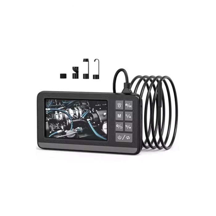 Ekranlı Çift Kameralı 5 Mt Sert Kablo Endoskop Kamera 8 Mm 4.3 Inc Hafıza Kart Destekli