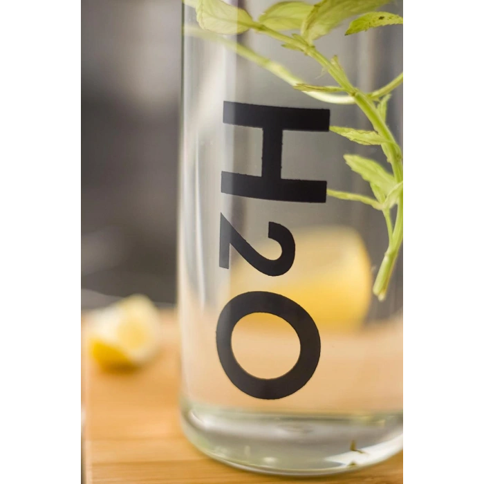 H2o Borosilikat Cam Matara Vakum Kapaklı Su Şişesi Suluk Siyah 1000 ML