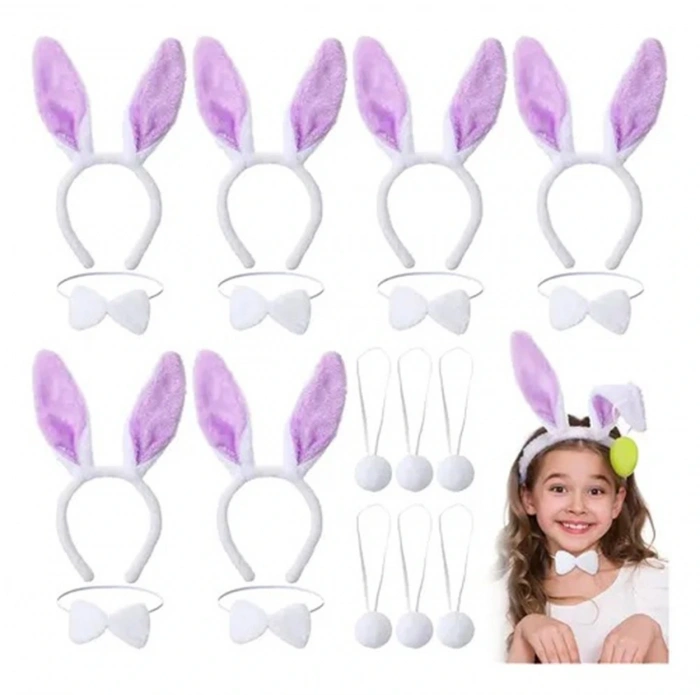 Lila Mor Tavşan Kulak Papyon Kuyruk 339lü Parti Seti