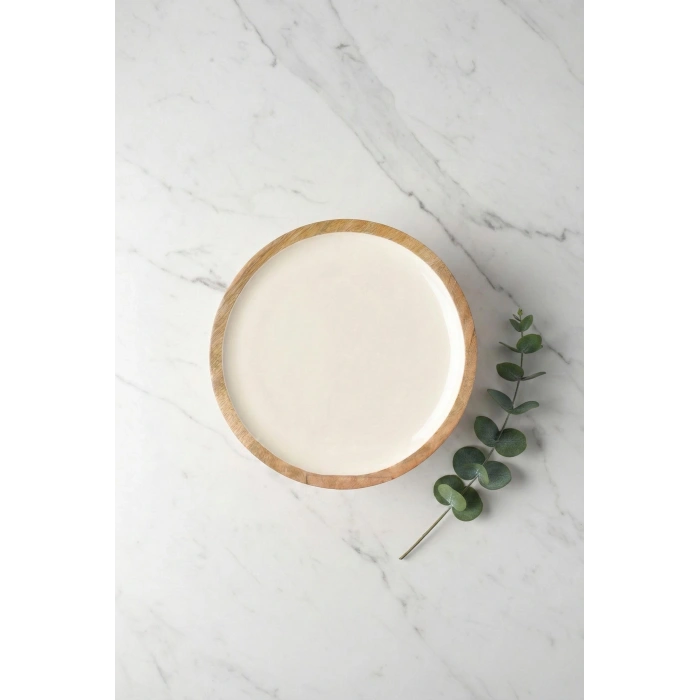 Mango Agacı Sunum Servis Kasesi & Dekoratif Kase 20 Cm Krem