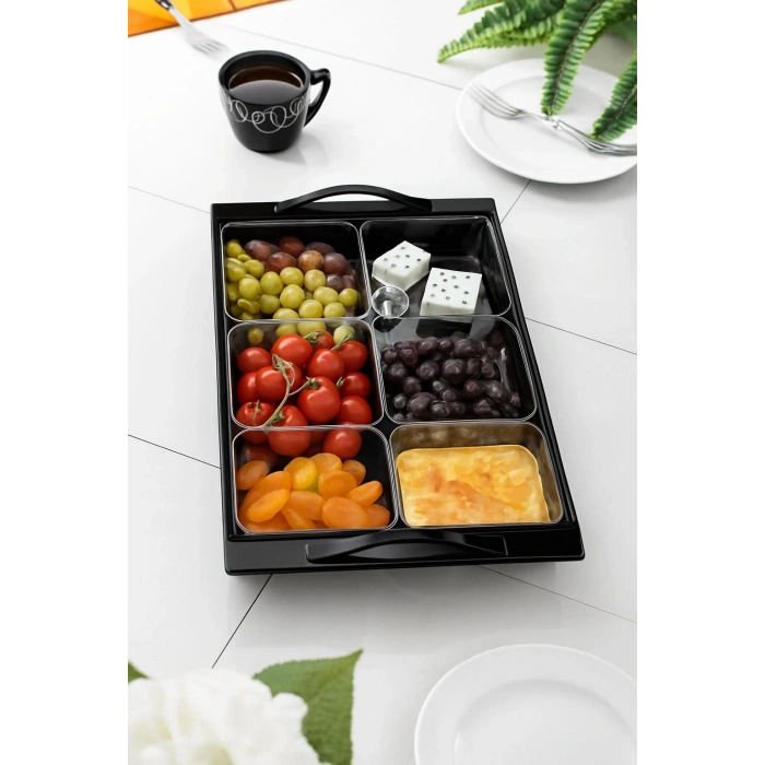 Mat Siyah Akrilik Saray Kahvaltılık Seti