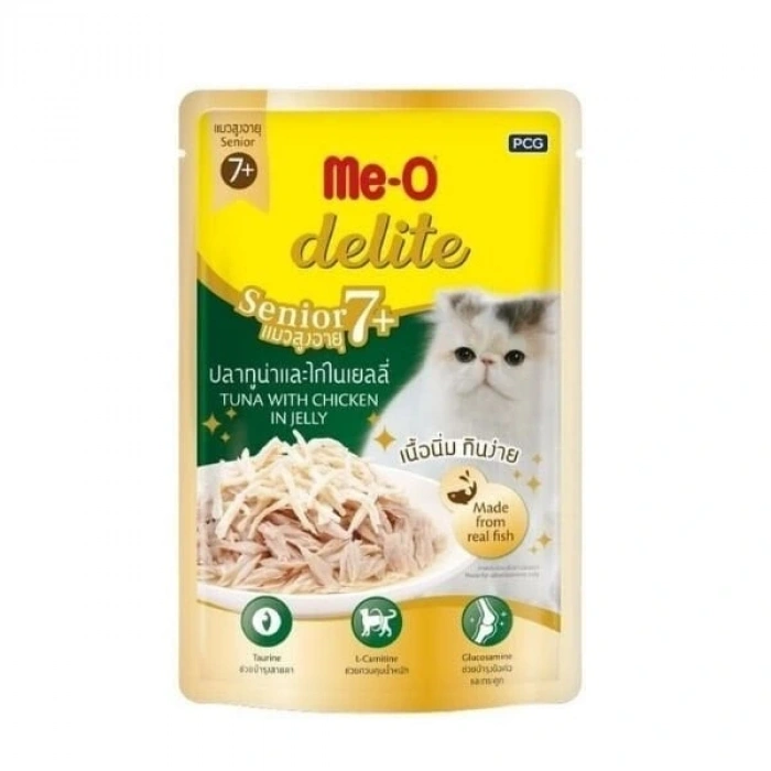 Meo Delite Ton Balıklı ve Tavuklu Pouch Yaşlı Konserve Kedi Maması 1 Adet 70 Gr