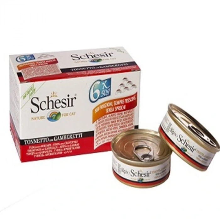 Schesir Multipack Prawns Konserve Kedi Maması 1 Adet 6x50 Gr
