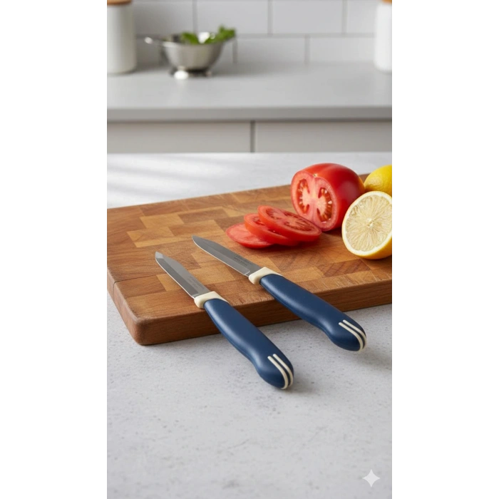 Tramontina 2’li Kısa Meyve Bıçağı Seti Paslanmaz Çelik Lacivert