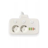 Akım Korumalı 2’li Ayrı Anahtarlı Priz, 2x Priz, 3x Usb, 1x Type-c, 2 Mt Kablo, Hızlı Şarj