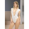 Beyaz Yarım Kol Dantel Bodysuit - 894