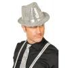 Disko  Gümüş Payetli Fötr Şapka Yetişkin Boy