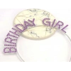 Mor Renk Kristal Taşlı Parlak Birthday Girl Yazılı Taç 16x17 Cm