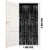 Siyah Renk Ekstra Metalize Parlak Saçaklı Arka Fon Perde İthal A Kalite 1x2 Metre