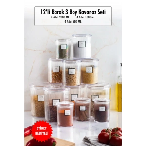 24lü Barok Yuvarlak 4 Boy Kavanoz Seti & Saklama Kabı & Erzak Kabı (6*2000 ML, 6*1000 ML, 6*500 ML, 6*250 ML)