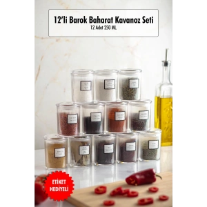 6lı Barok Yuvarlak Baharat Kavanoz Seti & Saklama Kabı & Erzak Kabı (6*250 ML)