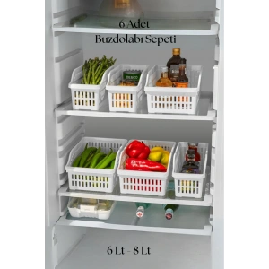 6’lı Buzdolabı Organizeri Düzenleyici Çok Amaçlı Dolap Düzenleyici Beyaz 12x30x14 cm