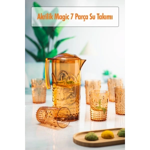 Akrilik Yeşil Sürahi 2,3 lt Ve 6lı & Su Meşrubat Kahve Yanı Bardağı 400 ml Seti ( Cam Değildir )