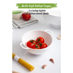 Akrilik Pembe Mini Pirinç Süzgeçi & Bakliyat Süzgeçi (3 SU BARDAĞI ÖLÇÜLÜ)