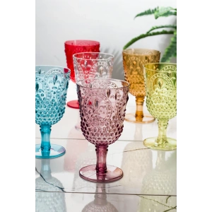 Akrilik Lacivert 6lı Kadeh & Su Meşrubat Kahve Yanı Bardağı 450 ml ( Cam Değildir )