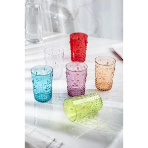 Akrilik Aquamarin 6lı Kısa Bardak & Su Meşrubat Kahve Yanı Bardağı 400 ml ( Cam Değildir )