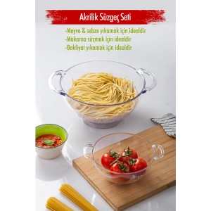 Akrilik Siyah 2 Li Süzgeç Seti ( Makarna & Pirinç Süzgeci )