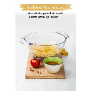 23,5 x 30 cm Mürdüm Akrilik Kulplu Süzgeç – Salata ve Makarna Süzme Kabı