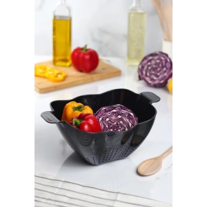 Akrilik Siyah Makarna Süzgeçi & Sebze Meyve Süzgeçi Siyah (32 * 23 Cm)