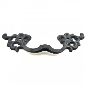 Antika Tarz Dekoratif Pirinç Çiçek Kapı Kulbu - 44x148 Mm, Oksit