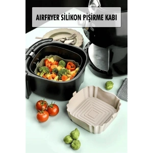 Bütün Airfryerlere Uyumlu Krem Silikon Pişirme Kabı