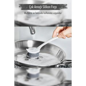 Çok Amaçlı Silikon Bulaşık Yıkama & Lavabo Temizleme & Mutfak Tezgahı Temizleme Fırçası