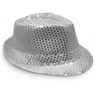 Disko  Gümüş Payetli Fötr Şapka Yetişkin Boy