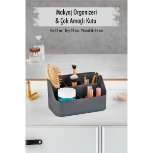 Gri Makyaj Kutusu & Kozmetik Organizeri & Çok Amaçlı Kutu