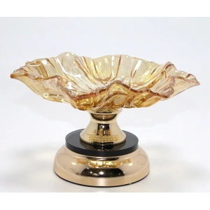 Gold Detaylı Ayaklı Dekoratif Cam Sunumluk Alk4887