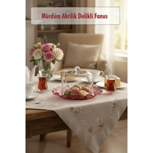 Mürdüm Akrilik Delikli Fanus Sunum ve Saklama Kabı - 2 Parça