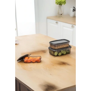 Oval 6 Parça Hava Almaz Sızdırmaz Saklama Kabı Seti Füme 2x(300/500/800 ml)