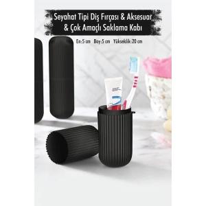 Gri Seyahat Tipi Diş Fırçası & Aksesuar Kutusu & Çok Amaçlı Saklama Kabı