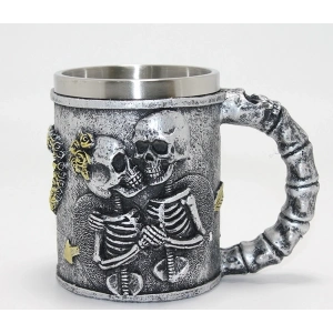 Sonsuz Aşk İskelet Tasarımlı 3d Kabartmalı Çelik Kupa Bardak Alk4370