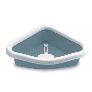 Stefanplast Sprint Corner Köşeli Açık Kedi Tuvaleti Beyaz/Mavi 56x40x14 Cm