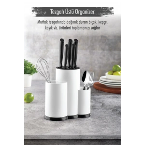 Tezgah Üstü Siyah Kaşıklık & Bıçaklık & Kepçelik & Organizer