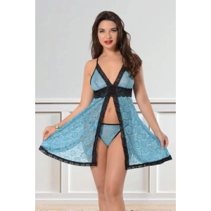 Turkuaz Dantel Gecelik - 664