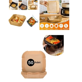 Air fryer Fritöz Kağıdı Kare Tabak Model XL / XXL 50li Tüm Modellere Uygun