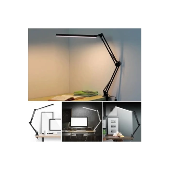 Katlanabilir Led Işık Masa Tutucu Mengeneli Metal 3 Renk Okuma Işığı Çalışma Masası Usbli