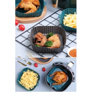 Silikon Air Fryer Kabı Kare Tüm Modellerle Uyumlu