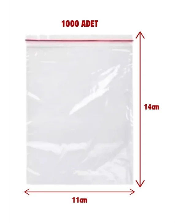 11x14cm Kilitli Torba Şeffaf Poşet 1000 Adet