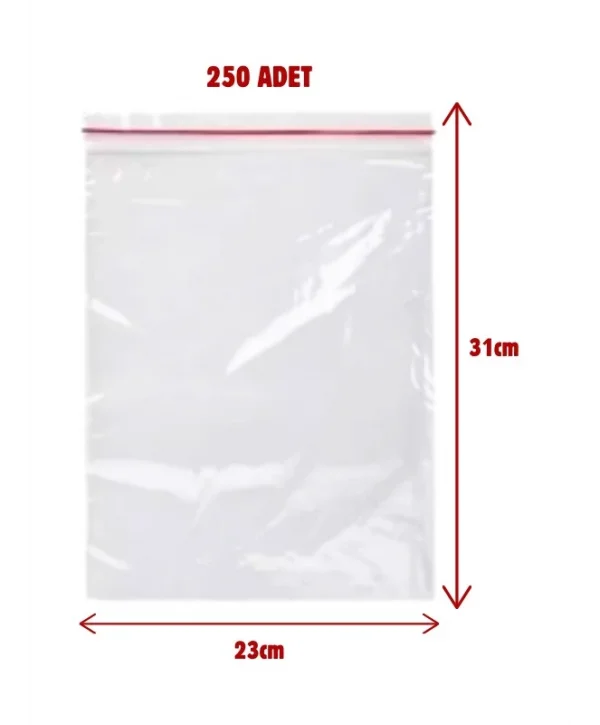23x31cm Kilitli Torba Şeffaf Poşet 250 Adet
