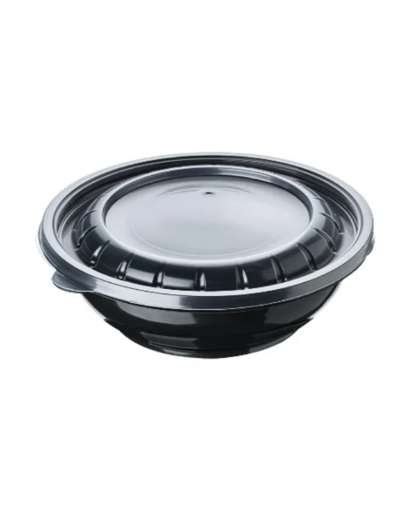 750cc Yuvarlak Siyah Salata Makarna Kasesi (Kase+Kapak) 100 Adet