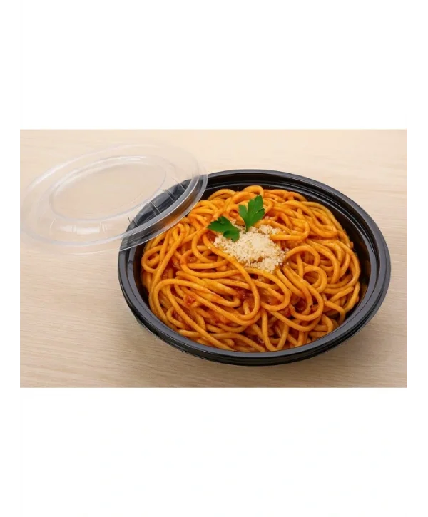 750cc Yuvarlak Siyah Salata Makarna Kasesi (Kase+Kapak) 300 Adet