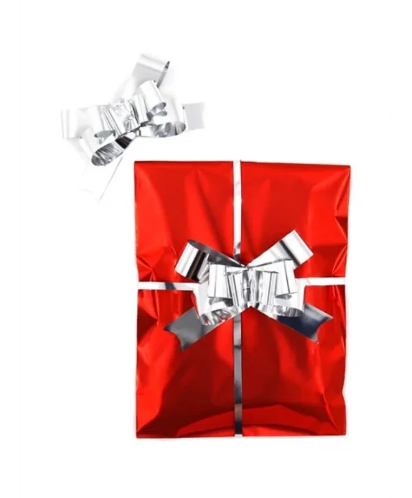 Çekmeli Fiyonk Hediye Paketi Süsü Silver 50 Adet