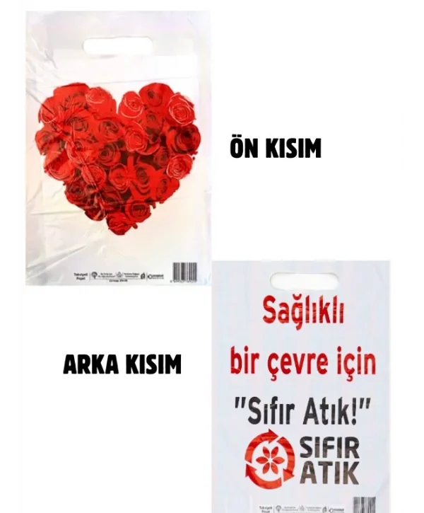 Çok Renkli Takviyeli Poşet Gül Kalp Desen 1000 Adet No:4
