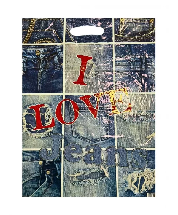 Çok Renkli Takviyeli Poşet Jeans Desen 150 Adet No:4